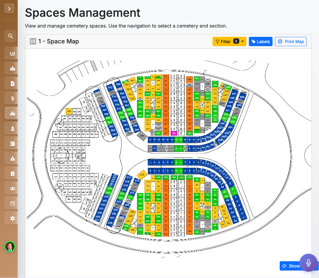 CemeteryComplete Space Management Map